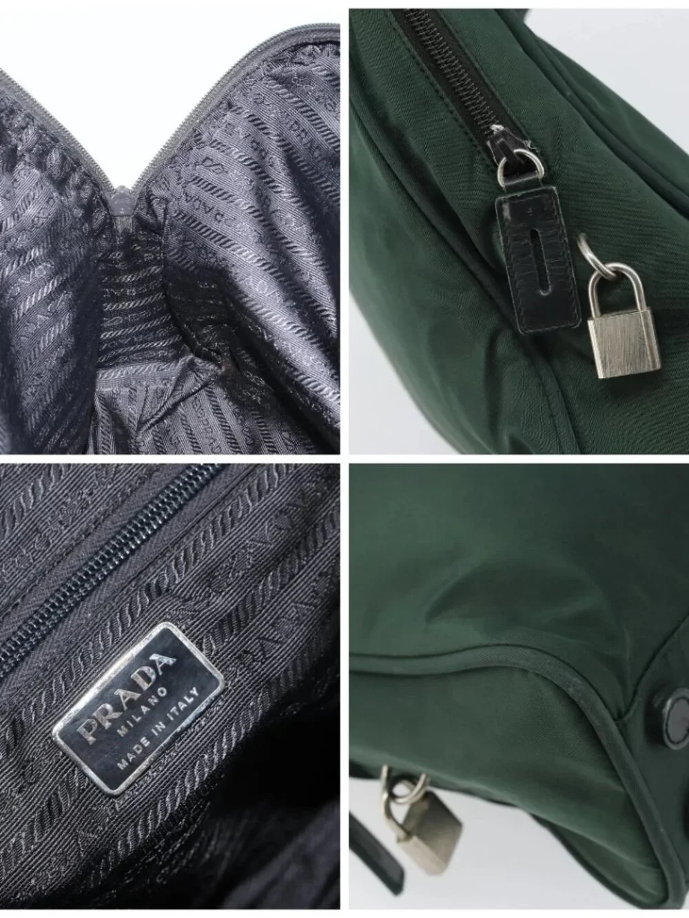 PRADA Tote Bag Nylon Green Silver Auth - Picture 13 of 16